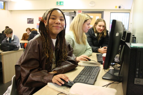 Nyah Before College Using The Computers In The Cafe