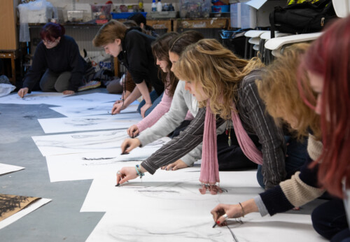 Group of students life drawing