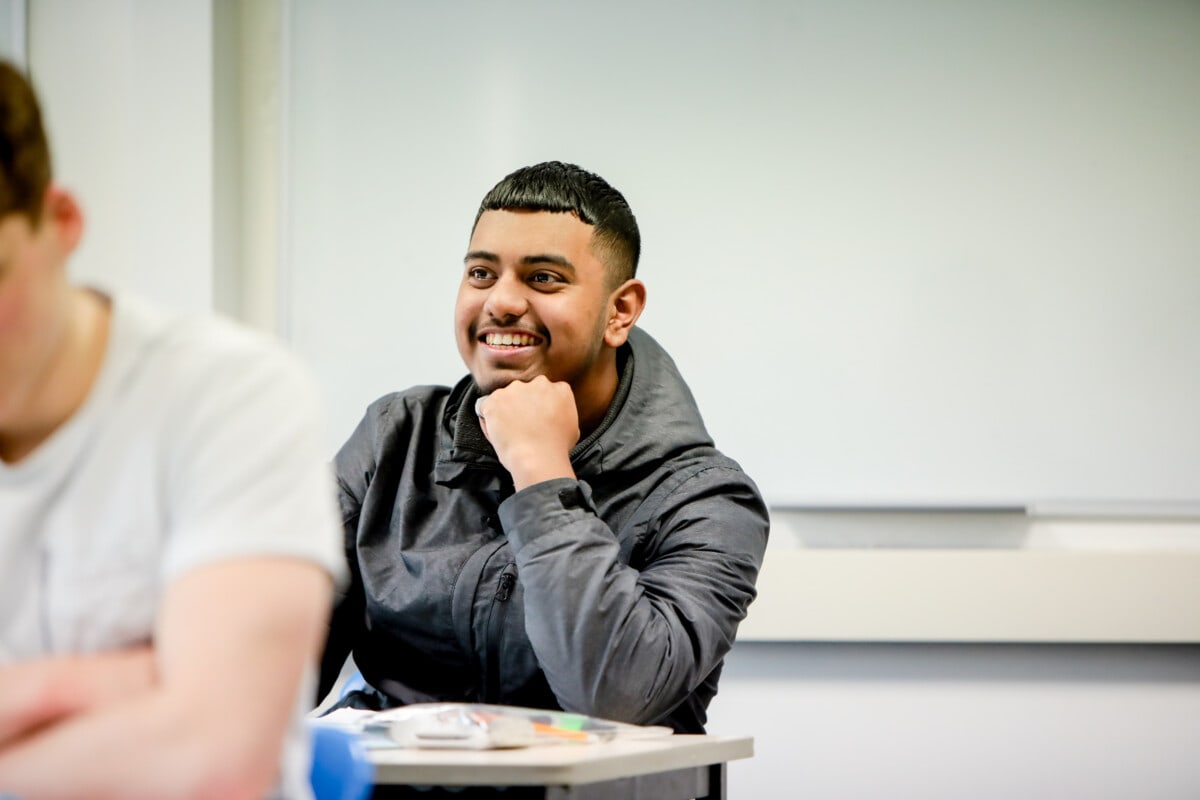 Male student in class